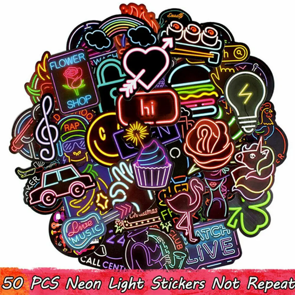 50 Pieces Stickers Skateboard Sticker Graffiti Laptop Car Luggage Decals 