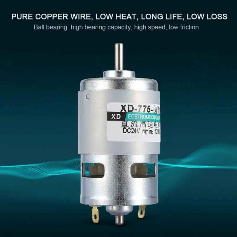 775 Dc Motor Ball Bearing Round Shaft High Speed Motor 30w High Power