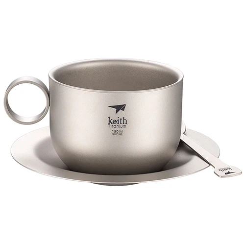 

Keith Ti3601 Pure Titanium Coffee Cup Set 150ml High Strength Double-Layer Structure Anti-Scalding Outdoor Daily Use Tableware