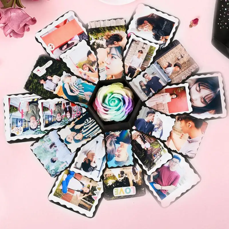 

2019 New Starry Album DIY Explosive Box Hexagonal Multi-layer Surprise Boxes 3D Flower Photos Box Decoration Christmas Gift Box