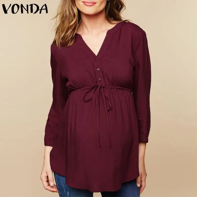 VONDA Women Maternity Tops Blouse Plus 