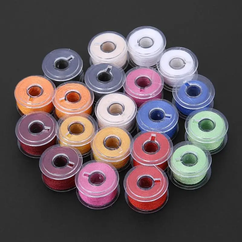 

20Pcs/Box Sewing Threads 20 Grids Colorful Clear Plastic Sewing Machine Bobbins for DIY Sewing Machine Domestic Sewing Tools