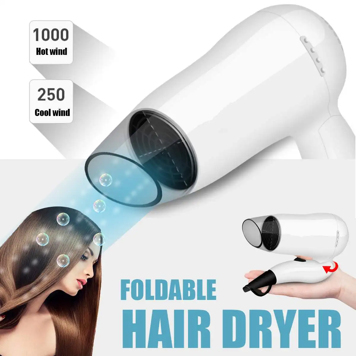 

1500W/1000W Travel Foldable Hairdressing Salon Negative Electric Hair Dryer Mini Blower Home Hair Beauty Tools