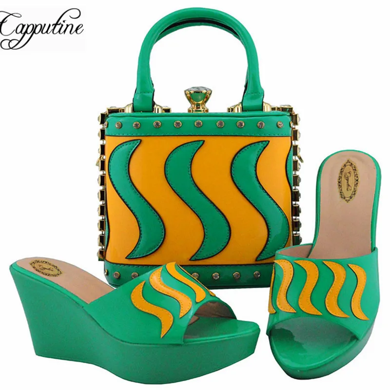 

Fashion Woman Italian Matching Shoes And Bags Set For Wedding Party Sumer Style Pumps Shoes And HandBag Set Size 38-42 MD005