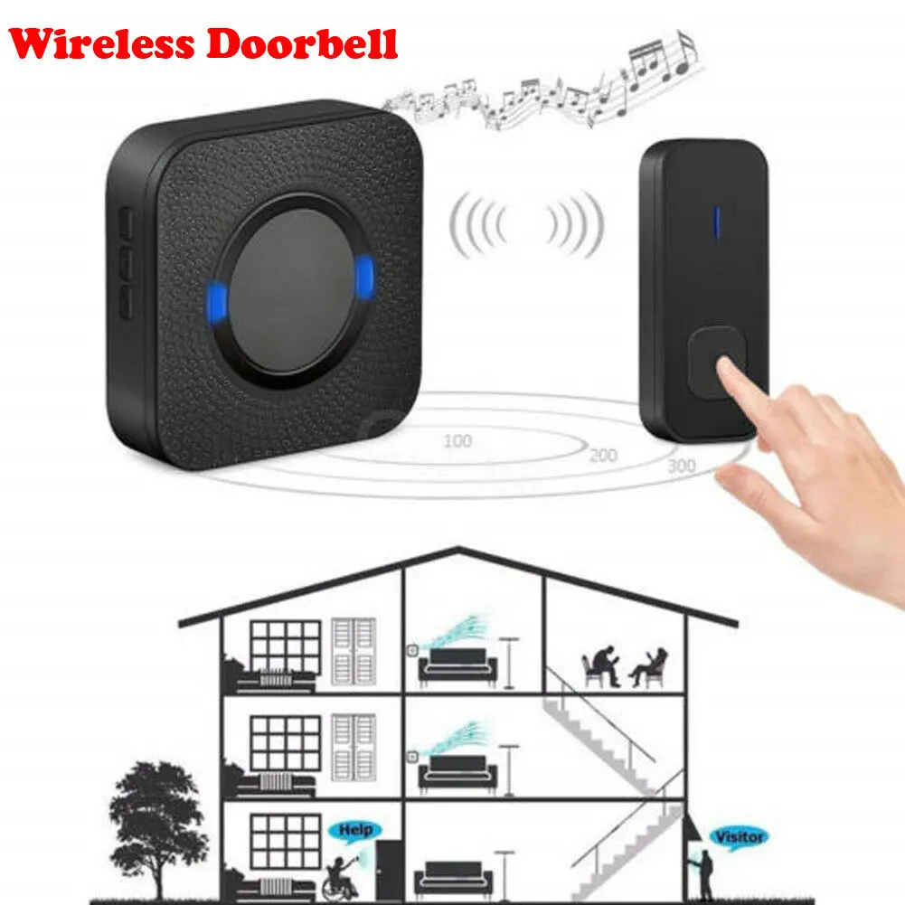 

55 Chimes Wireless Cordless Wall Plug in Doorbell Waterproof Door Chime Kit 300M