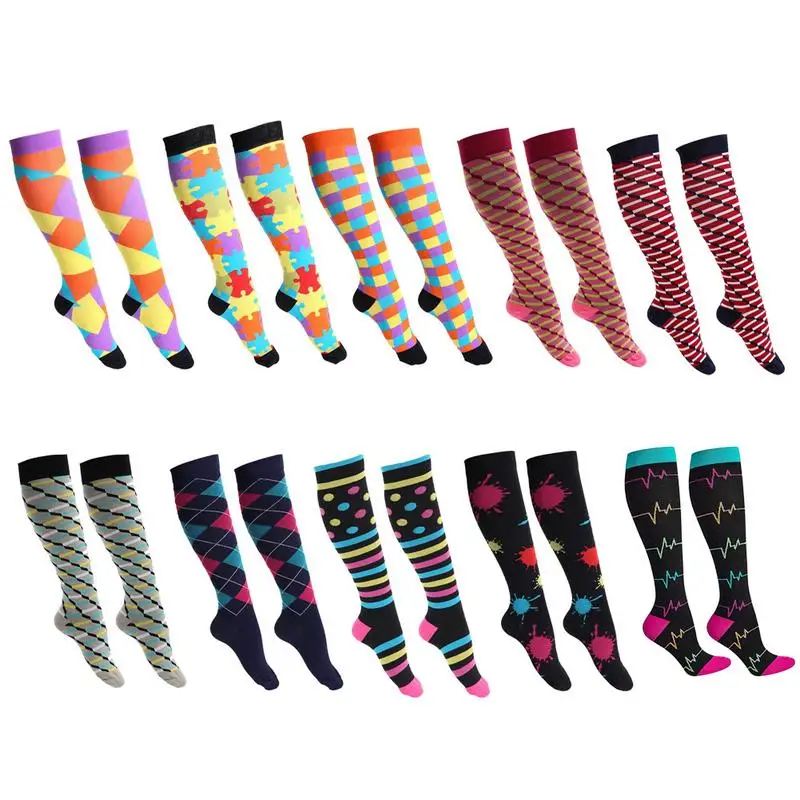 

Color Compression Socks Running Elastic Nursing Calf Socks-Best For Running Long Tube Marathon Riding Sports Funny Socks For Wom