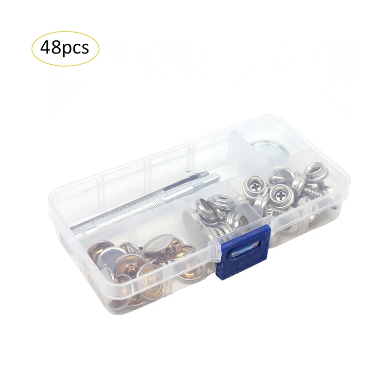 

48pcs Stainless Steel Fastener Snap Press Stud Cap Button Marine Boat Canvas DIY