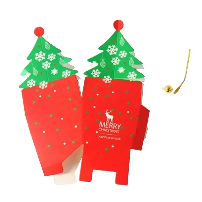 Рождественская елка упаковочная коробка капкейки десерт печенье конфеты подарок Яблоко коробка с колокольчиками золотой шнур