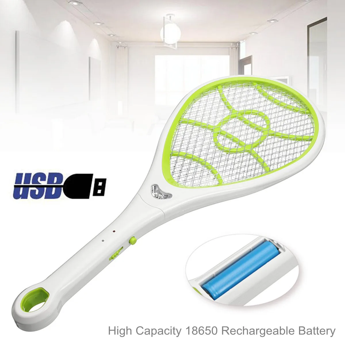 

ABS Rechargeable Electric Fly Mosquito Swatter Bug Zapper Swatter Racket Anti Mosquito Killer Indoor LED Mosquito Swatter