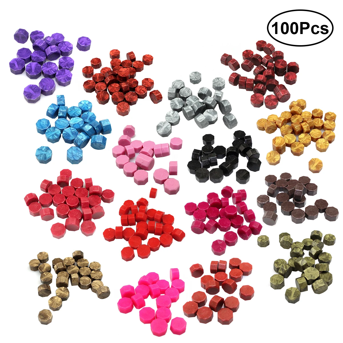 

100pcs European Retro Colorful Octagon Sealing Wax Sticks Beads Romantic Stamp Maker for Wax Seal Stamp Kit (Assorted Colors)