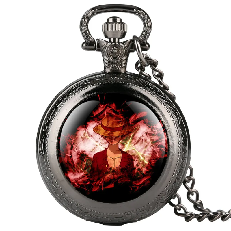 

Hearthstone Fine Chain Quartz Pocket Watch for Kids Students Luffy Character Pattern Arabic Digital Gift for Pocket Watch