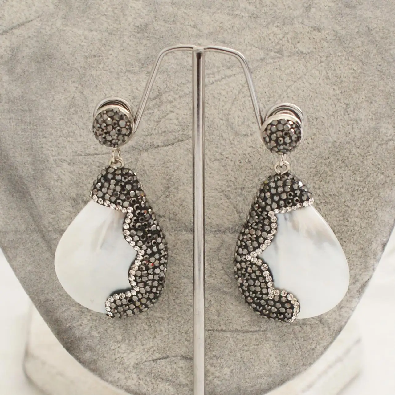 Fashion Women Vintage Natural Shell Dangle Earrings Plated CZ Crystal Water Drop Jewelry Gift Lady Evening Party Wear|Серьги-подвески|