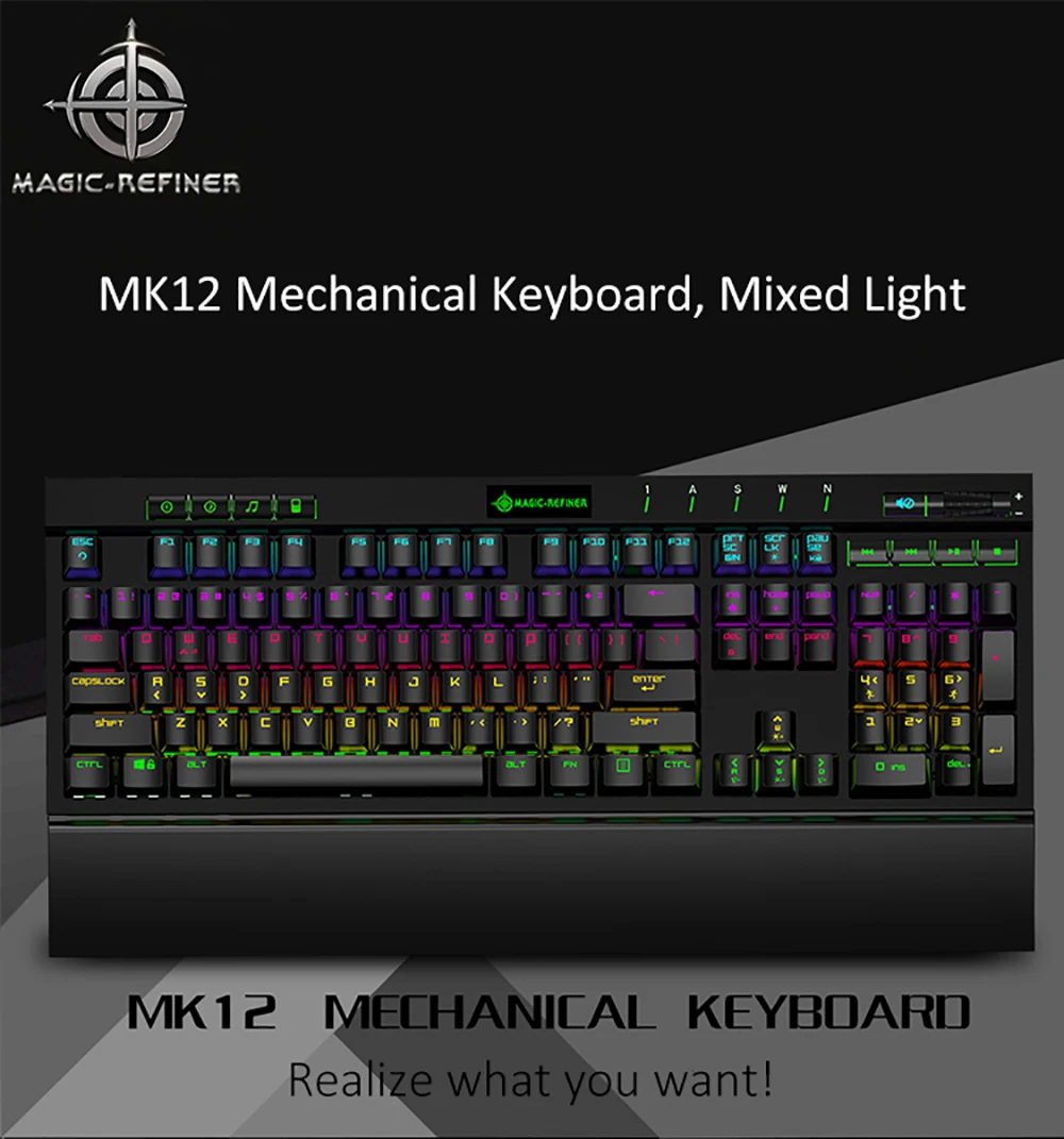 Механическая клавиатура Magic Refiner MK12 игровая USB Проводная 12 RGB 19 механический