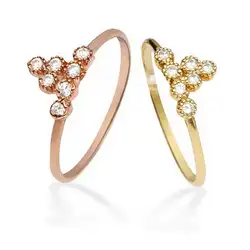 Solid 14 к розовое золото Solid 14 к Желтое золото Природные бриллианты обручальное свадебное кольцо группа для женщин ювелирные украшения мода