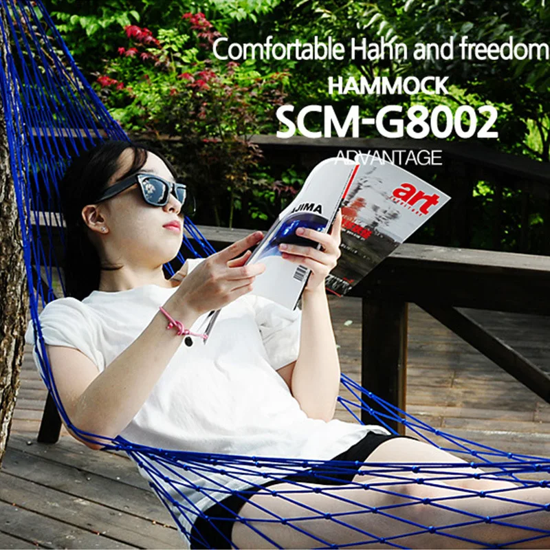 Portable Nylon Mesh Hammock Sleeping Bed For Outdoor Travel Camping Blue Green Red Hanging Folding Patio Swing Chair Furniture Portable Nylon Mesh Hammock Sleeping Bed For Outdoor Travel Camping Blue Green Red Hanging Folding Patio Swing Chair Furniture