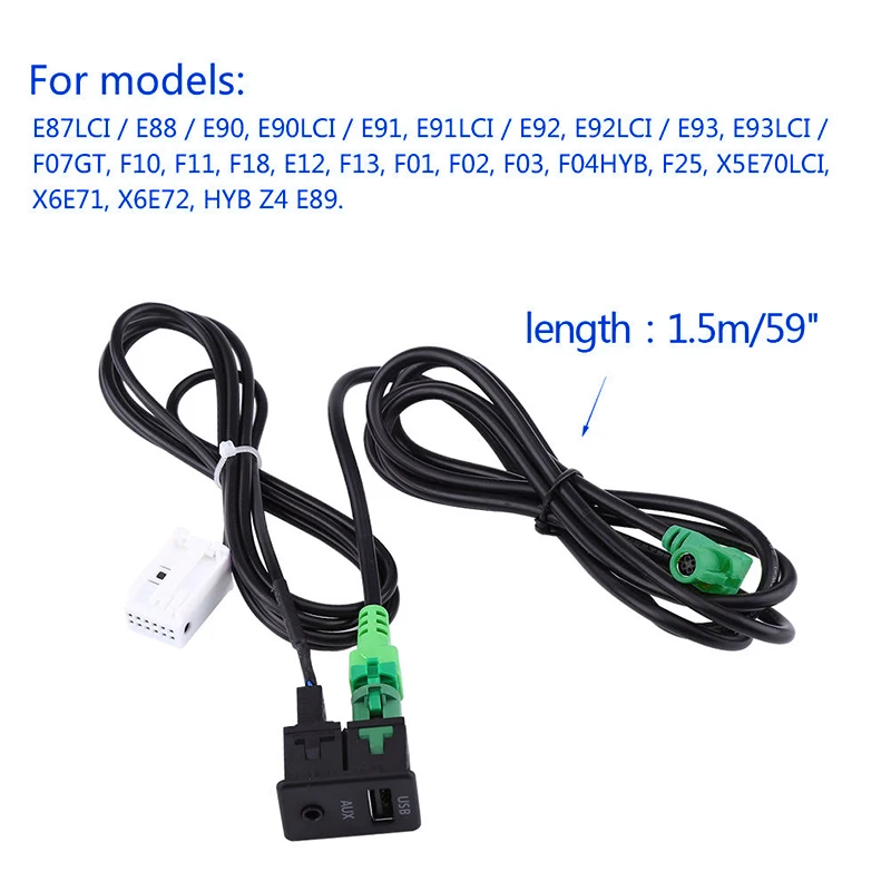 1xAux in переключатель с USB провод кабель адаптер для BMW 3 5 серии E87 E90 E91