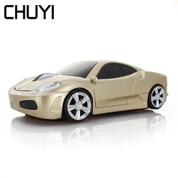 

CHUYI Car Wireless Optical Cool Mouse Computer Car Shaped Mini Mause 1200 DPI 3D Gold Mice For PC Gamer Desktop Notebook Laptop