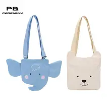 Милая Холщовая Сумка через плечо, маленькие сумки-портфель с животным узором для девочек