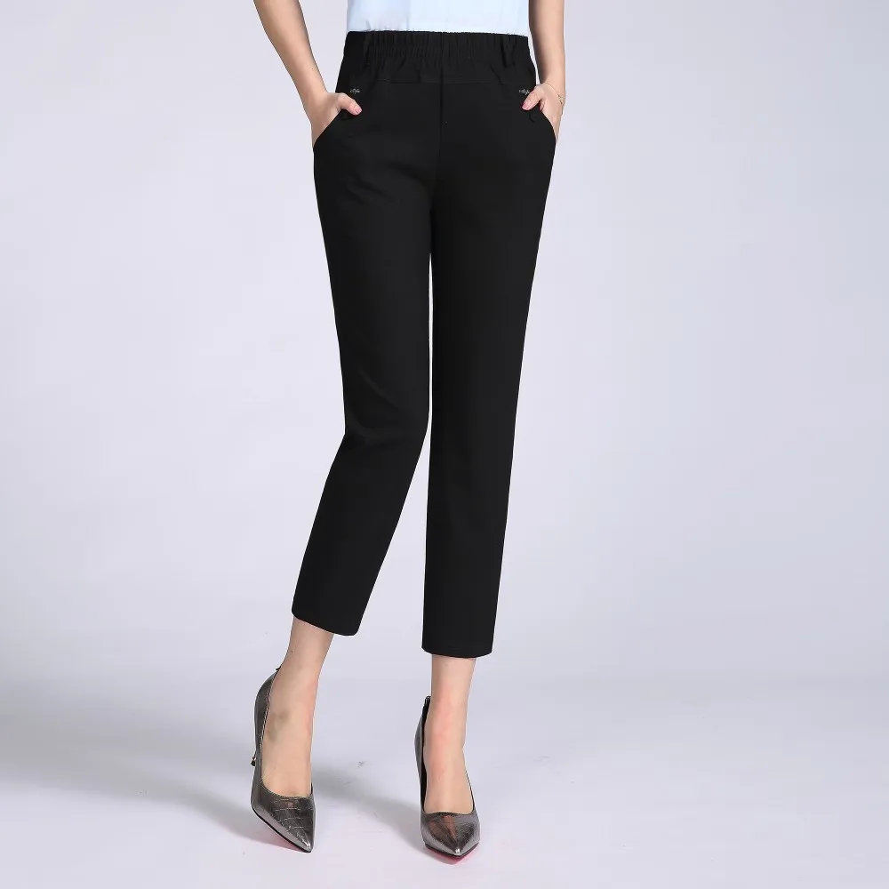 

Female Fashion Harem Pants Spring Summer Elastic Waist Casual Slim Capris Pants Women Pants Work Wear Straight Pants Plus Size