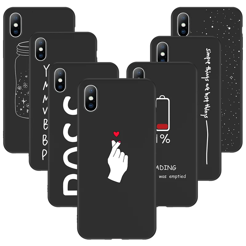 

Lovebay Soft TPU Pattern Matte Case Cover For iphone 7 8 6 6S Plus XS Max XR X Couples Case Moon Planet Cover For iphone 5 5S SE