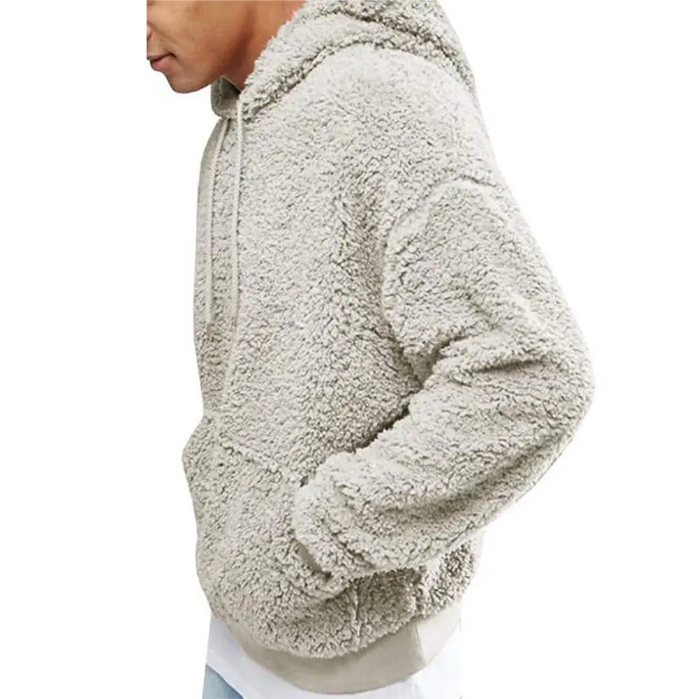 

Men Plush Solid Color Autumn Casual Hooded Sweatshirt Top Long Sleeve Hoodies