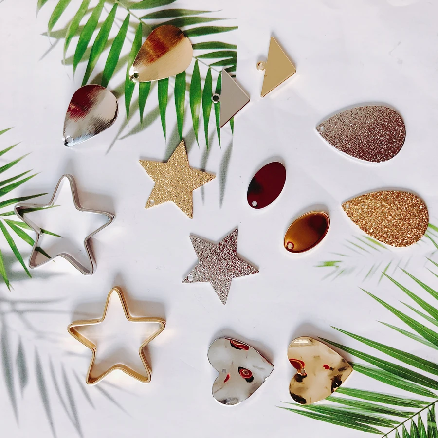 

10 pieces / lot alloyellipsepentagonlovehollow Pentagonwhitekgoldbead capsearingsfashionjewelrystainlesssteel jewelrydiyjewelry