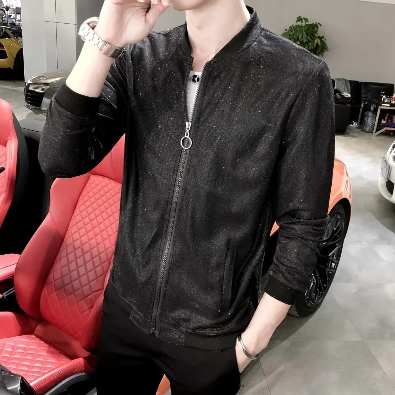 

Fashion Shining Night Clothes Chaqueta Hombre Sunscreen Clothes Hairstyle Division Jacket Sociology Loose Coat Man 2019 Summer