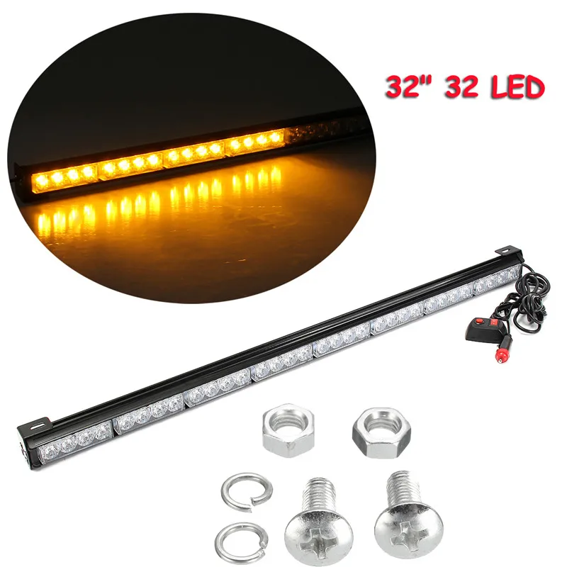 

32" 32 LED Emergency Traffic Advisor Light Bar Flash Strobe Amber Yellow Durable Quality