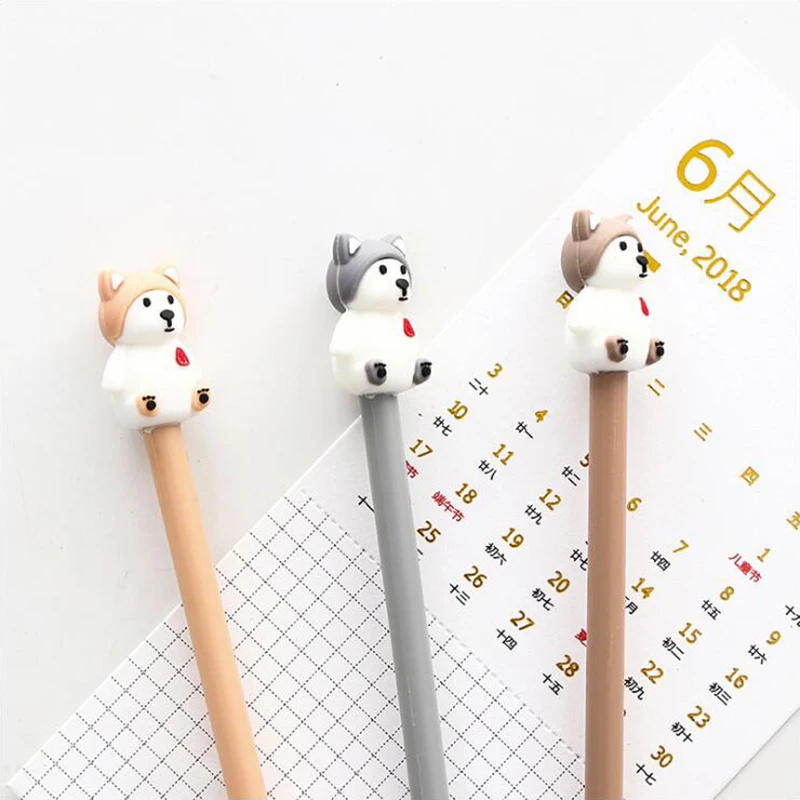 

Colored Husky Shapes Gel Pen DIY Office Stationery and School Supplies Smooth Writing Black and Blue Ink 0.5mm Pen 3PCS