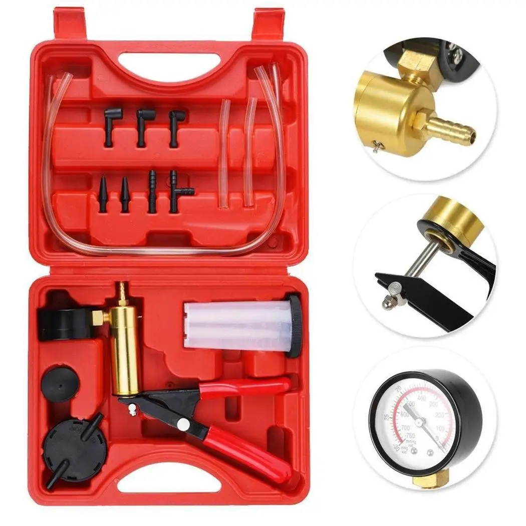 12PCS Car Auto Pressure Tester Kits Car Diagnostic Tool Vacuum Pump Adapter Fluid Reservoir