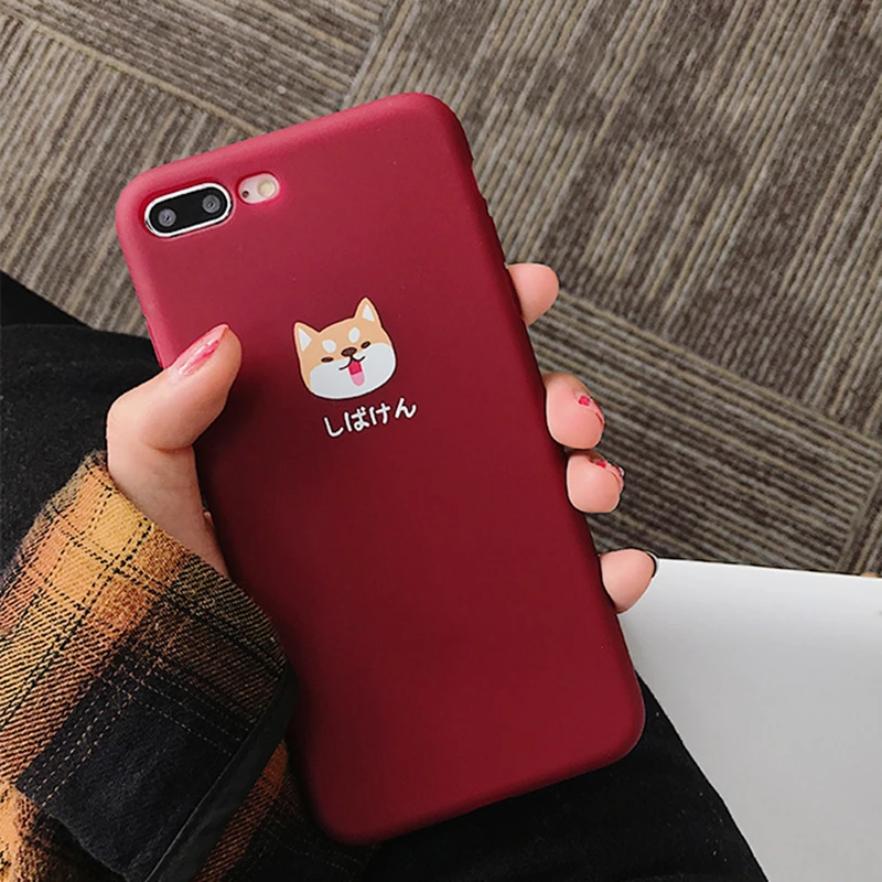 

Cute Dog Matte TPU Phone Cases For iPhone X XR XS XS Max Cartoon Animals Scrub Soft Back Cover For iPhone 6 6S 7 8 8 Plus Case