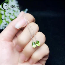 Classic silver long drop earrings for party natural peridot drop earring 925 silver peridot drop earrings gemstone drop earrings