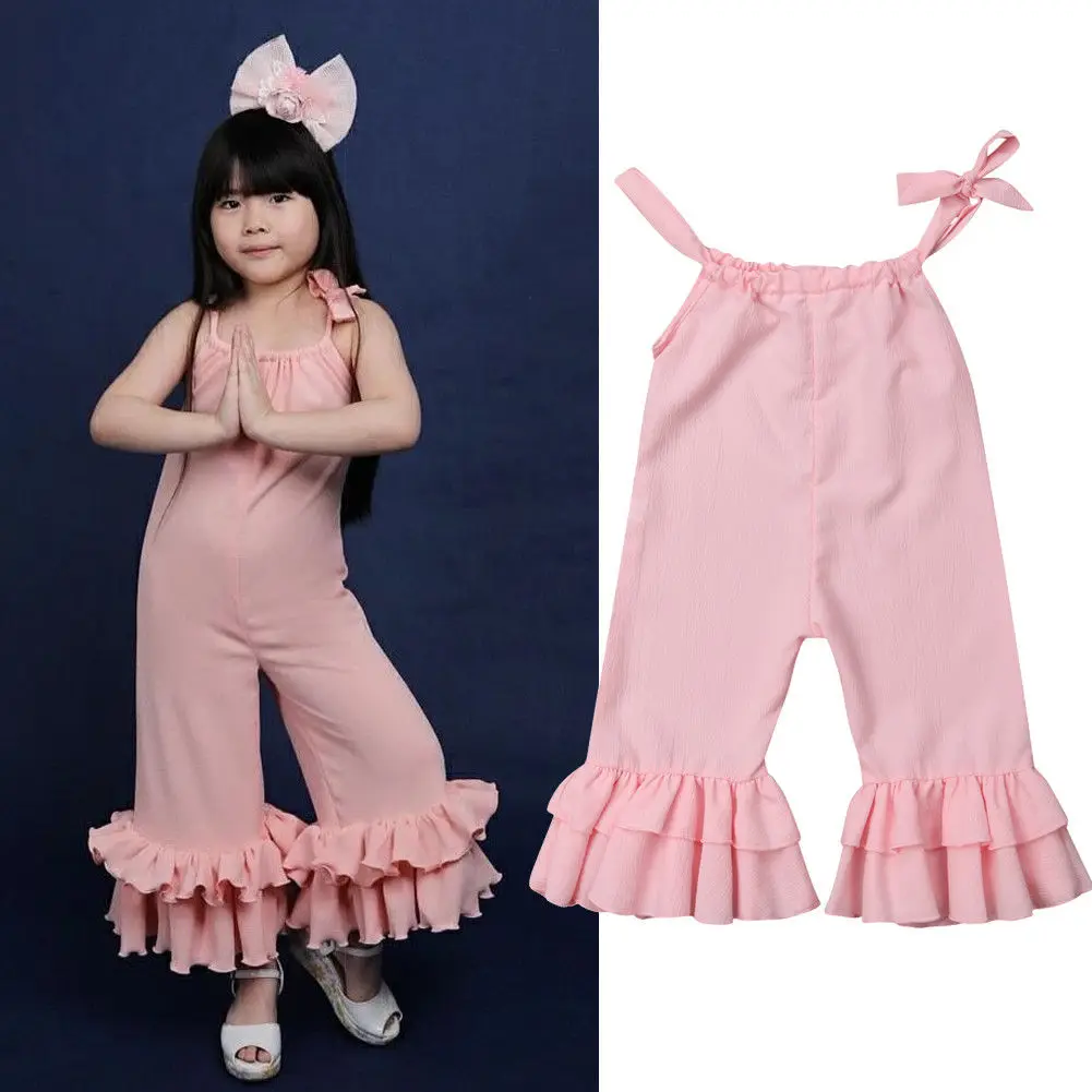 Toddler Kids Baby Girl Romper Summer Fashion Sleeveless Solid Bell