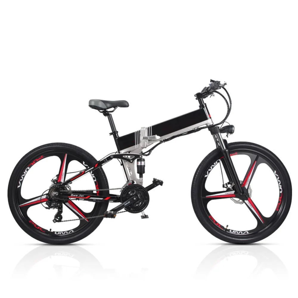 Discount Aluminum Alloy Frame 26 Inch Folding Mountain E Bike 48v 10.4ah Lg Hidden Battery 250w 350w Electric Bicycle 3