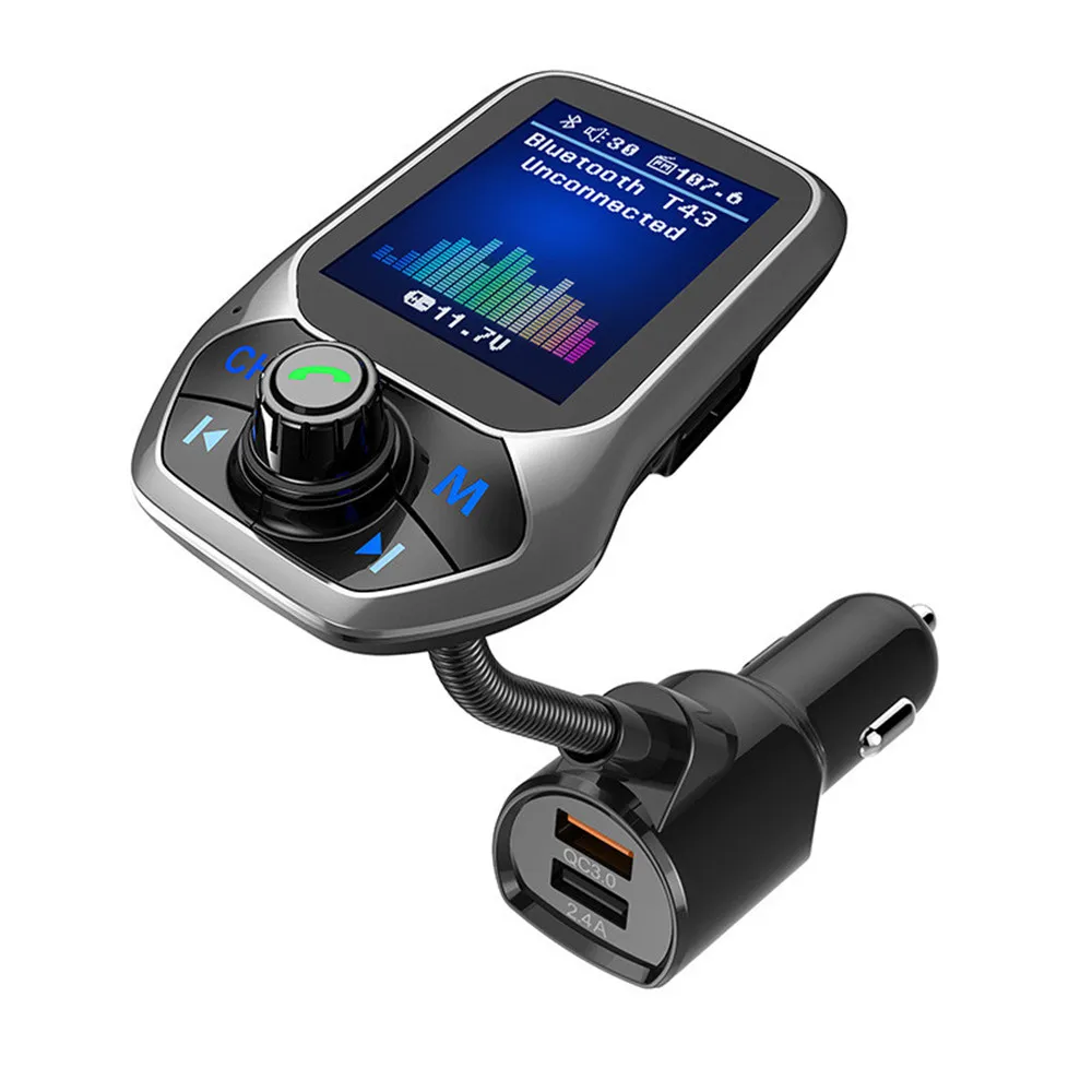T43 Автомобильный Bluetooth Mp3 плеер Hands-Free Call Type-C зарядное устройство fm-передатчик Strik |
