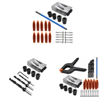 

Woodworking Pocket Hole Jig Kit Angle Drill Guide Set Hole Puncher Locator Jig Drill Bit Set For DIY Carpentry Tools drop ship