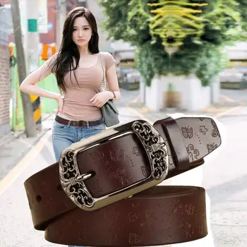 

Women's Waist Belt Elegant Female Cowskin Genuine Leather Luxury Brand Women Belts With Pin Buckle Strap Female For Women Jeans