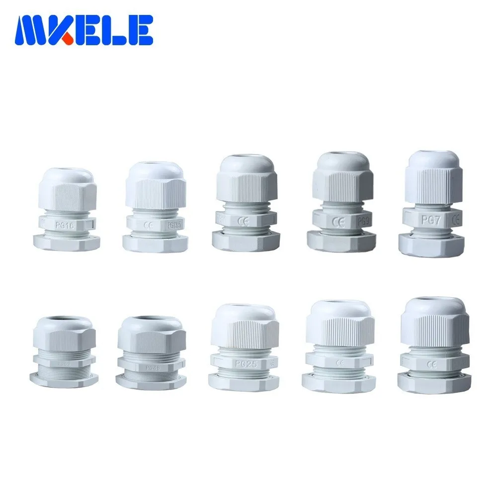 

10pcs PG7 Cable Gland PG16 PG9 PG11 White Plastic Nylon Waterproof Cable Glands Joints IP68 Cable Connector PG13.5 PG21 PG48