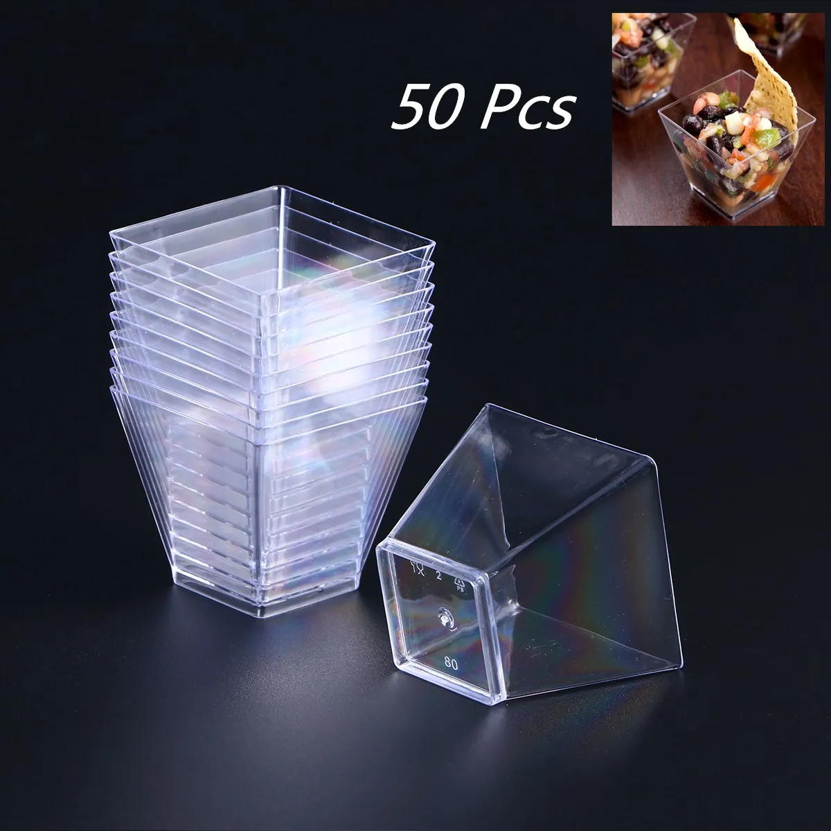 

50PCS 60ml Disposable Plastic Portion Cups Clear Portion Transparent Trapezoidal Container for Jelly Yogurt Mousses Dessert