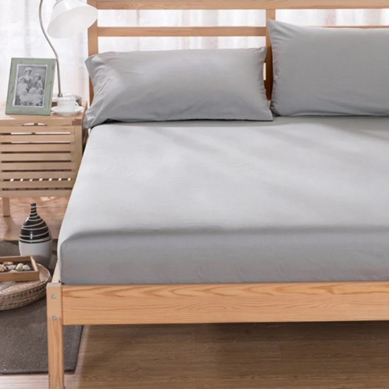 Сплошной цвет наматрасник водостойкие подушка для матраса установлены простыни разделены воды постельное белье с эластичный серый 160