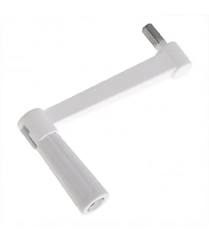 FERPASA MANIVELA TORNO LARGA BLANCA. LA PARTE QUE SE ADAPTA TIENE FORMA DE HEXAGONO CON UNA MEDIDA DE 9 MM.