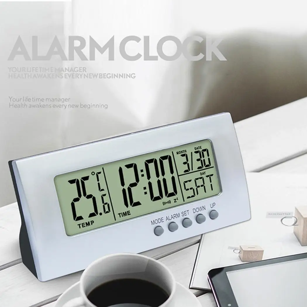 

White 0C 5C LCD Clock Battery Multi-function Home 1 50C Square Clock Temperature Electronic Digital Office Calendar