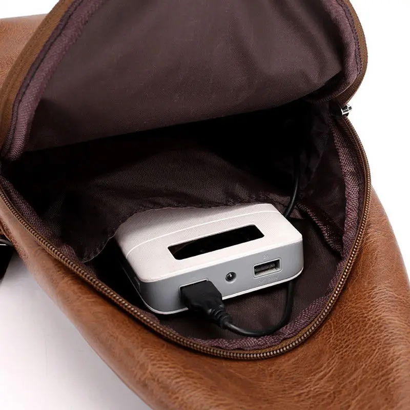 Мужские сумки через плечо мужские дизайнерские кожаные с разъемом USB для зарядки