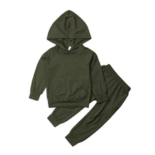 Комплект одежды с капюшоном для маленьких мальчиков и девочек 2-7 лет, футболка Топ, штаны, комплект одежды