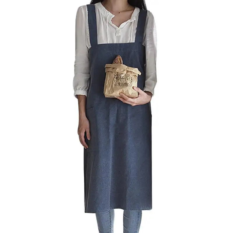 Cooking Apron Working Painting Aprons Cotton Linen Overall Japanese Style Kitchen Flower Shop Apron for Men Women Kids