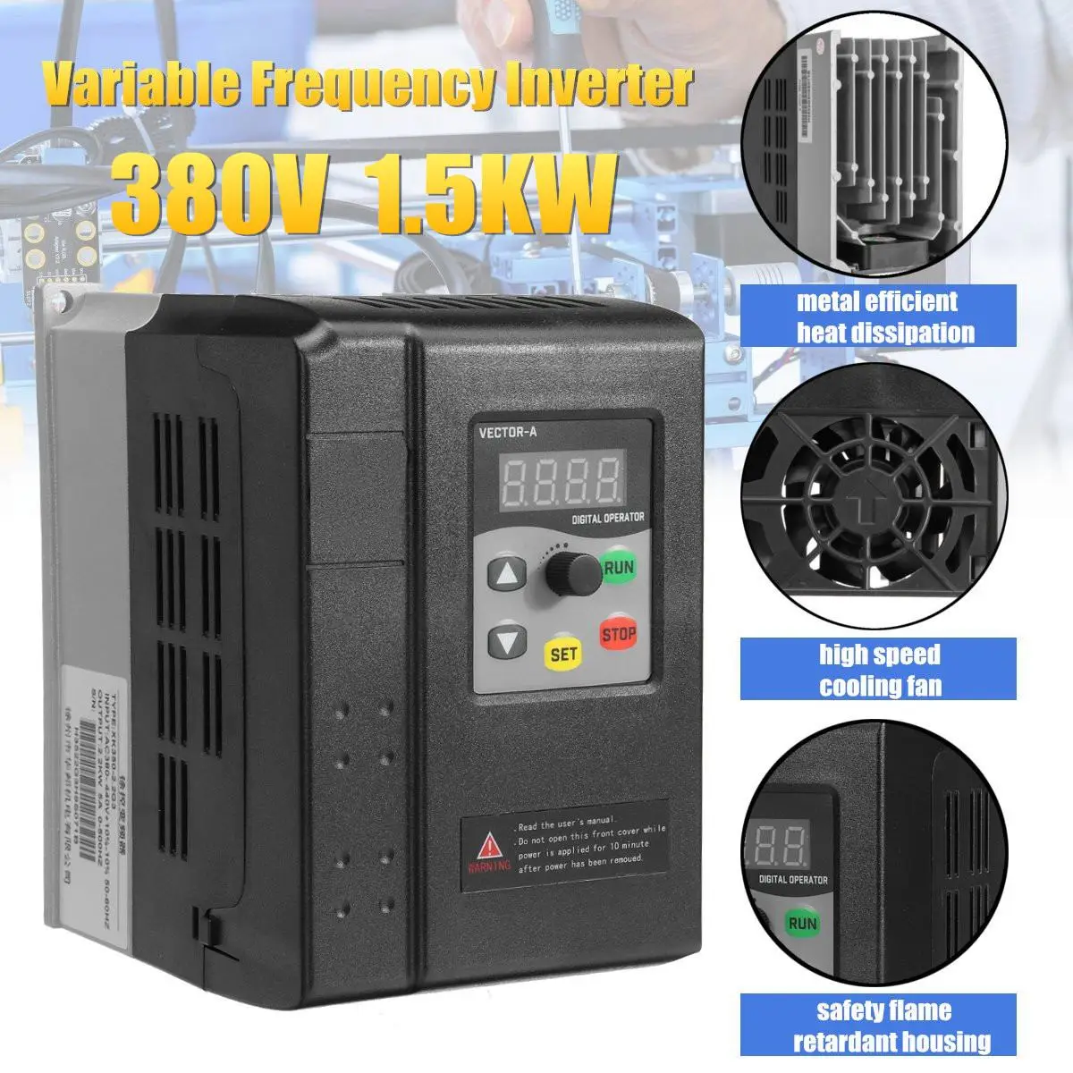 

CNC Spindle Motor Speed Control 380V 1.5KW Variable Frequency Inverter Vector Control 3PH Into 3PH General For Motor