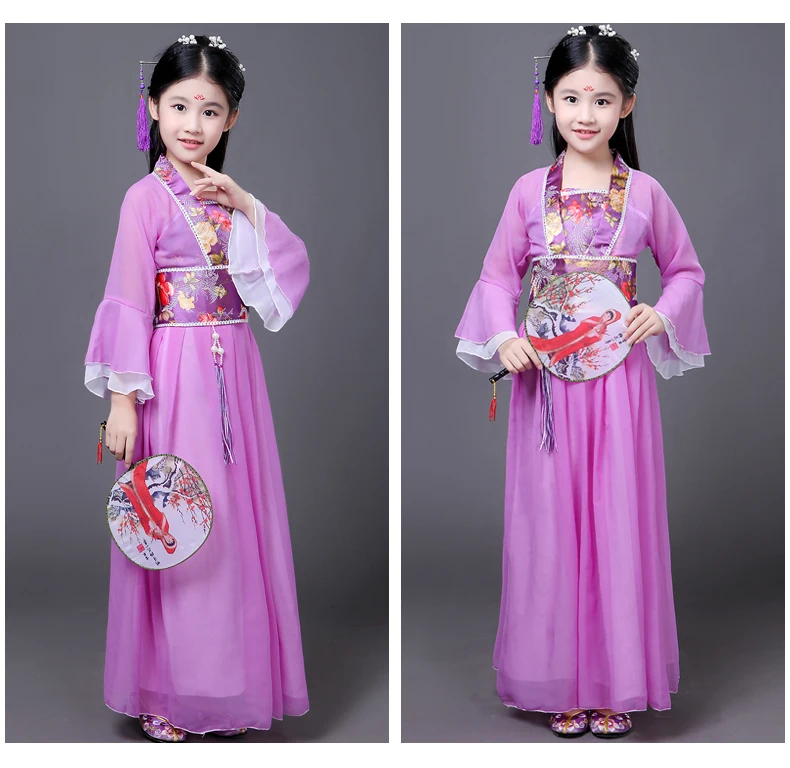 Китайское платье Hanfu Феи народные танцевальные костюмы для детей Традиционный