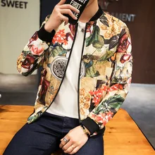Men Jackets 2019 Spring Autumn Streetwear Fashion Print Jacket Slim Fit Bomber Jacket Men Long Sleeve Coat Clothes Plus Size 5XL