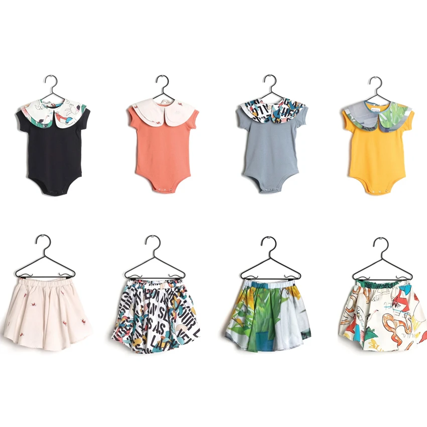 

Wolf W&f Pre Sale Newborn Baby Rompers Set Skirt Collocation Abstract Solid Fashion Infant jumpsuit Short Skirt Match 3M-3Y