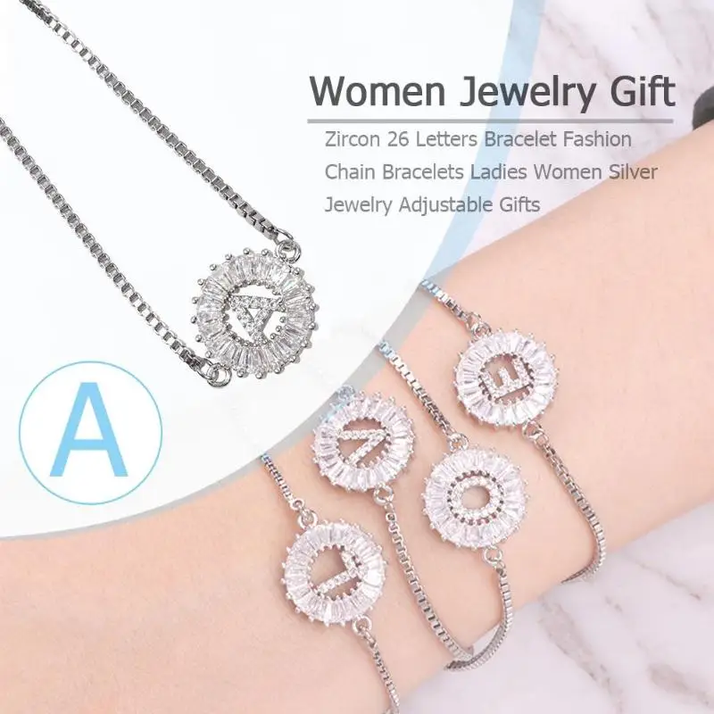 

Personalized Silver Bracelets Bangles A-Z 26 Letters Initial Charm Bracelet Femme Lovely Bangles for Women Jewelry Pulseiras